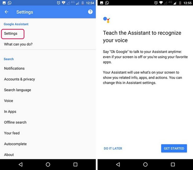 activar google assistant android 9