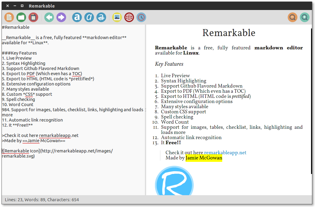 editores de markdown Remarkable