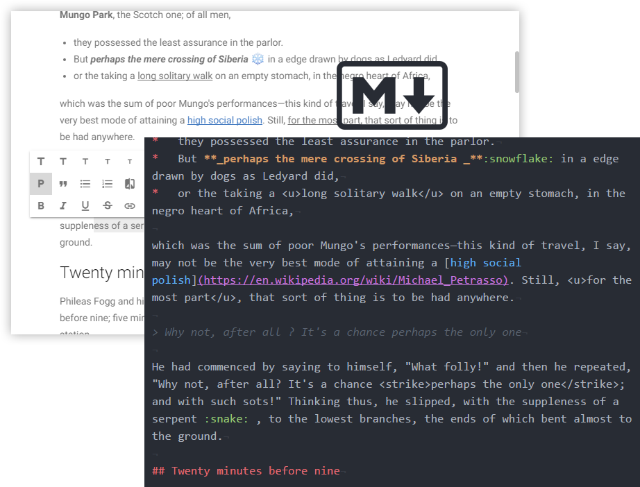 markdown Uncolored editors