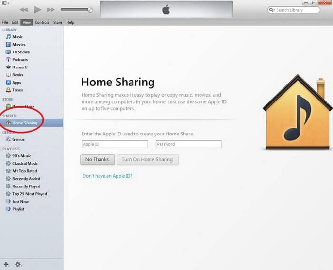 itunes home sharing 0